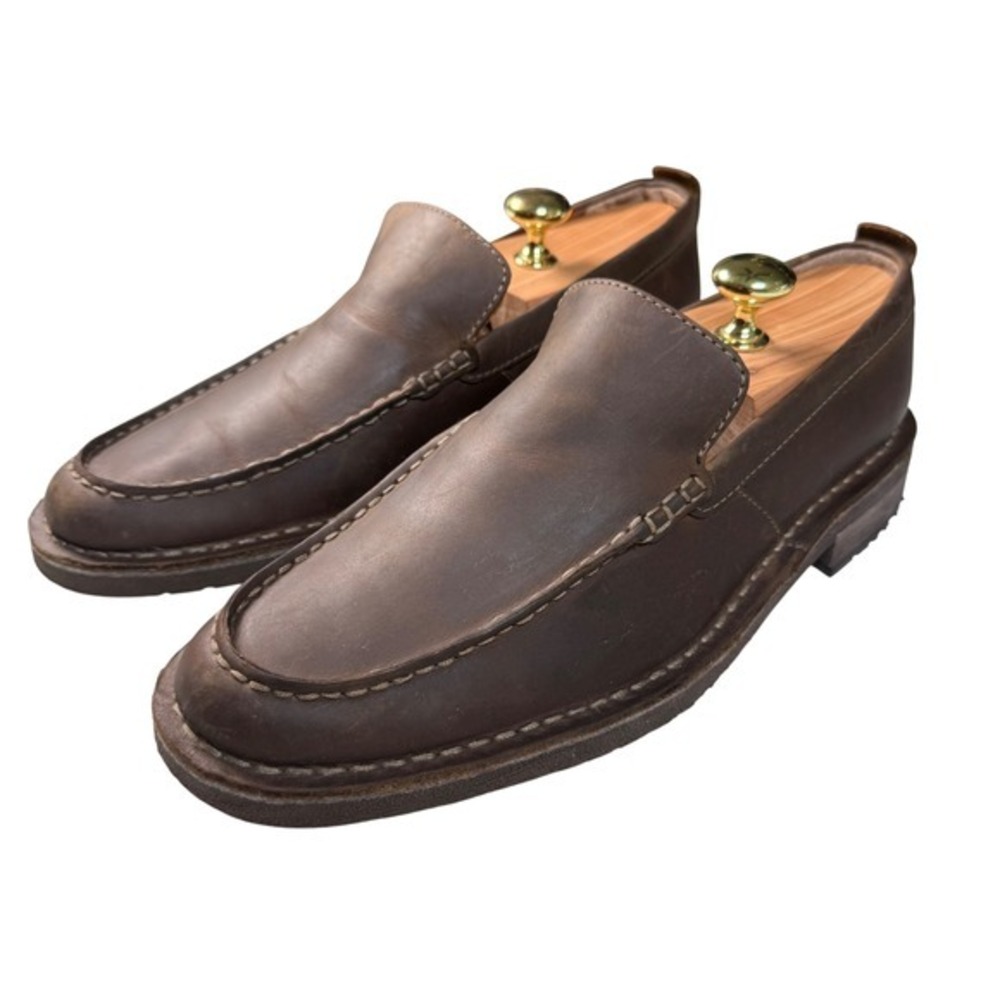 Clarks Nature Three Brown Waxy Leather Moc‎ Toe Loafers Walking Shoes Men 8M EUC